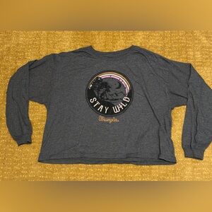 Wrangler women’s long sleeve T shirt Stay Wild M medium western wear oversized
